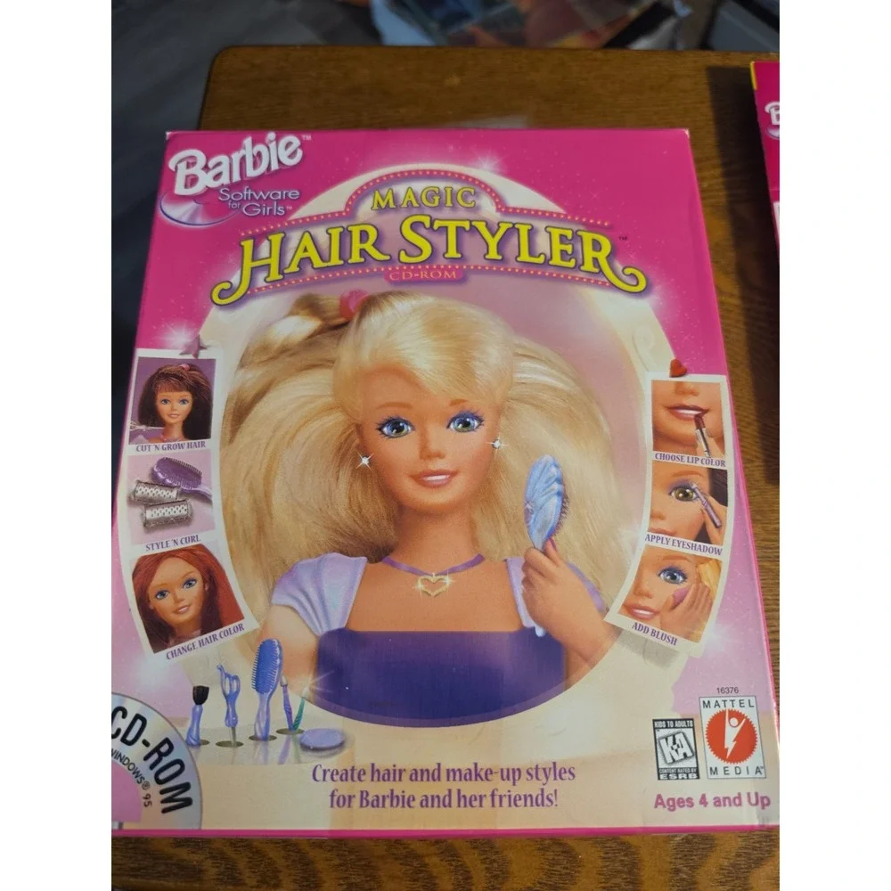 Vtg Big Box Barbie Magic Hair Styler - Windows PC CD-ROM Game 1997